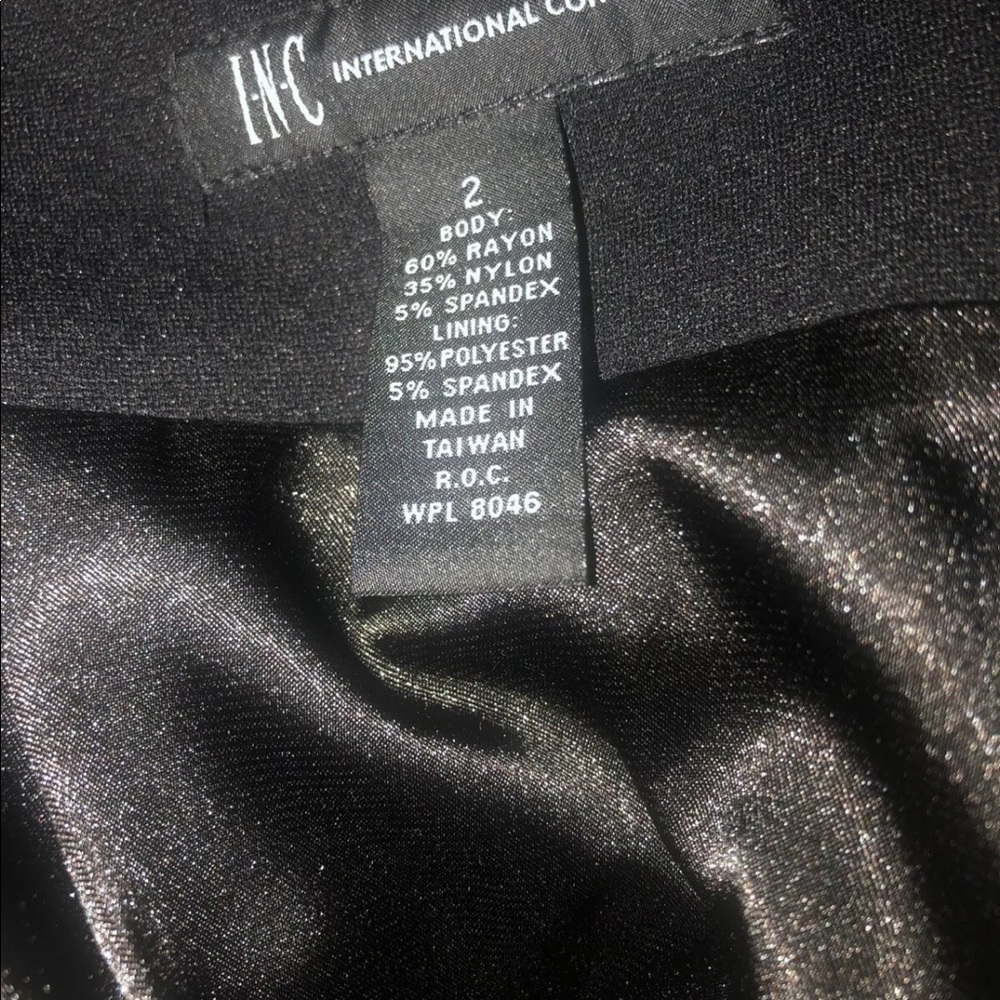 INC Black Ponte Pieced Bands Knit Pencil Lined Skirt Size 2 EUC $89 - Picture 6 of 8